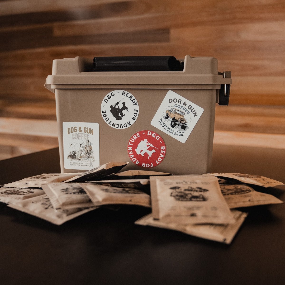 Drip Filter Reload Pack MIXED x 45 (Medium Ammo Case - Desert Tan) - Dog & Gun Coffee