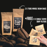 2 Bean Bundle + FREE Drip Filters - Dog & Gun Coffee