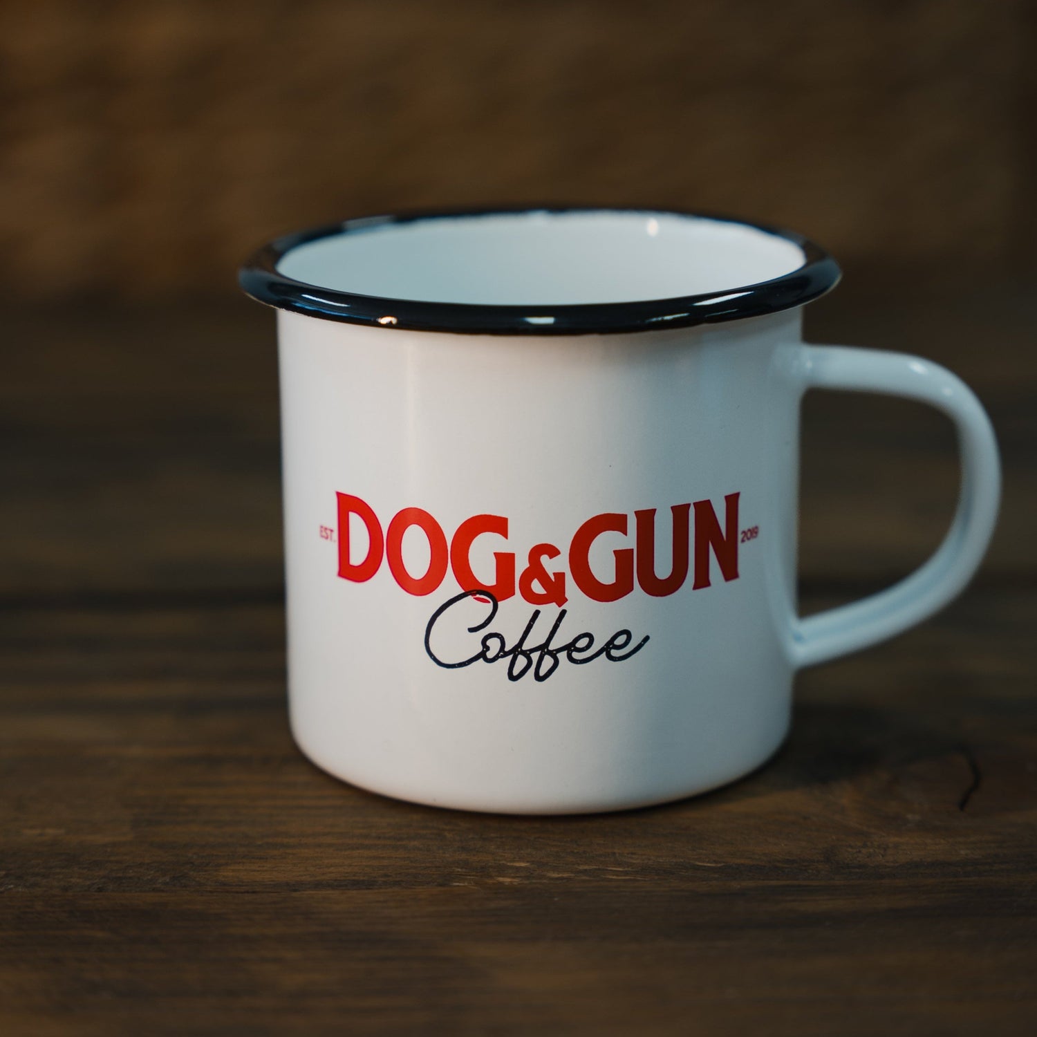 Free Dog & Gun enamel mug (Vintage Logo)